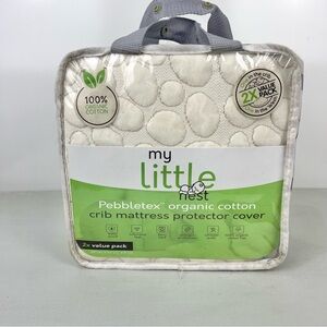 NEW My Little Nest Pebbletex Organic Cotton Crib Mattress Protector Covers 2 Pk